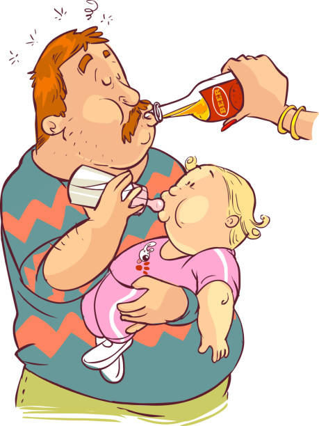 vector illustration of a father feeding the child vector illustration of a father feeding the child over fed stock illustrations