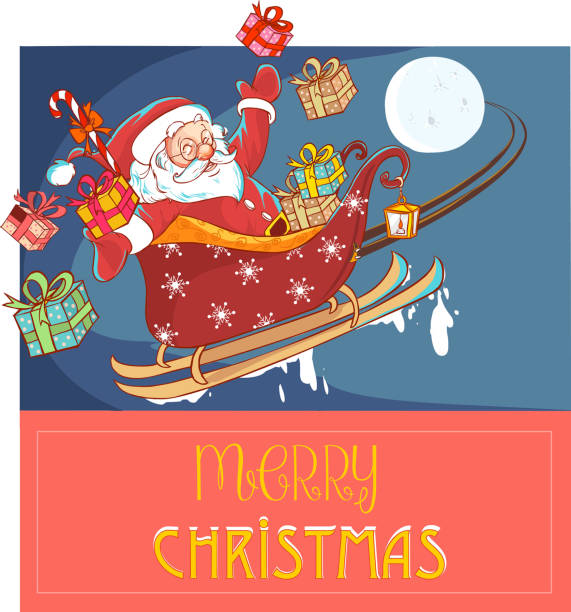 istock vector illustration of a Santa Claus in a sleigh 871182528