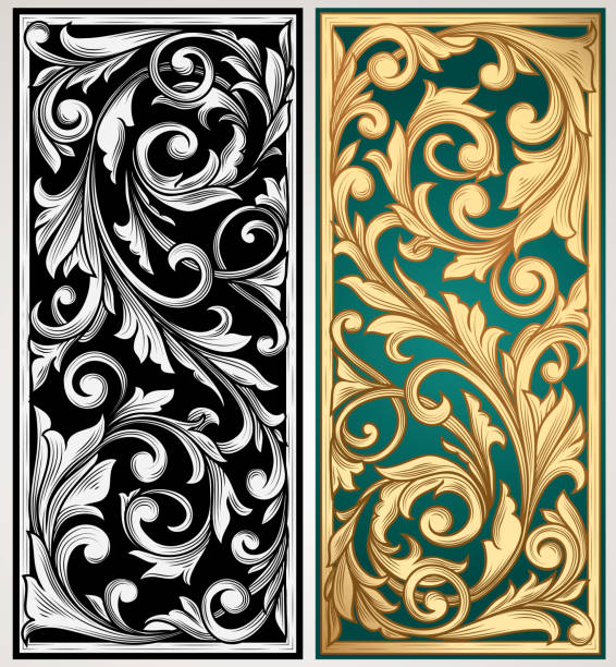 ヴィンテージのパネル装飾 - curled up decoration ornate design点のイラスト素材／クリップアート素材／マンガ素材／アイコン素材