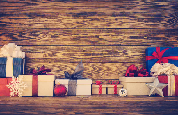 istock Old wooden planks with christmas decoration 871196578
