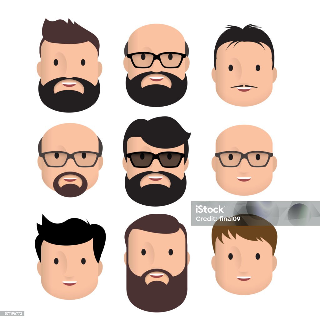 Men Male Human Face Stock Illustration - Download Image Now - Beard, Men,  Hair Loss - iStock