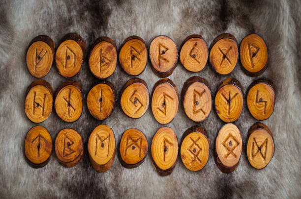 wooden runes on the fur