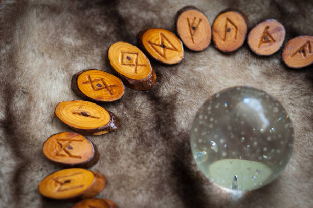 istock wooden runes on the fur 871196886