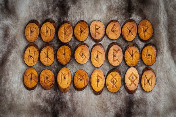 istock wooden runes on the fur 871196890
