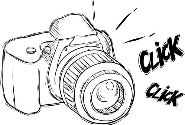 Vector illustration of a camera in sketch style( black and white) Vector illustration of a camera in sketch style( black and white) sketch photos stock illustrations
