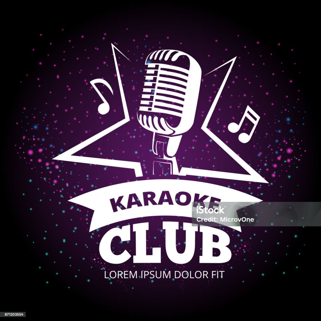 Shiny karaoke club vector label design Shiny karaoke club vector label design. Karaoke music club label illustration Karaoke stock vector