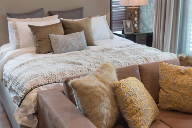 istock luxury bedroom style with set of pillows 871212226