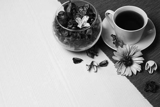 jam tea on the table black and white poster