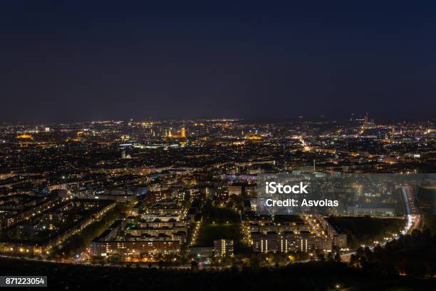 Lights Of Munich Germany At Night From The Olympic Tower Stock Photo - Download Image Now