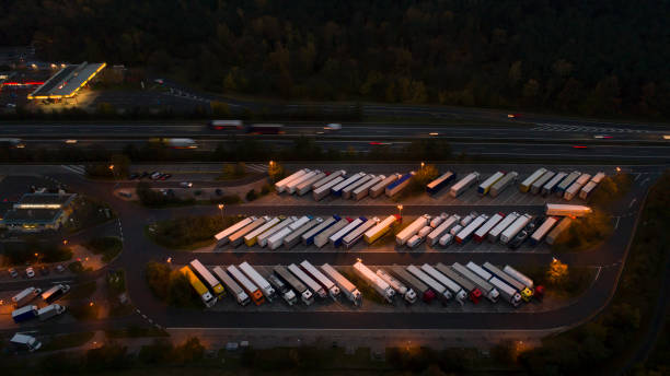 istock Highway rest area, truck parking 871223856
