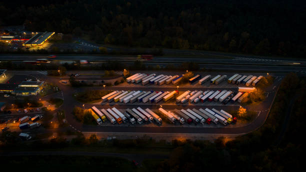 istock Highway rest area, truck parking 871223904