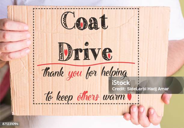 Coat Drive Promotion Stock Photo - Download Image Now - Motivation, Coat - Garment, Winter Coat