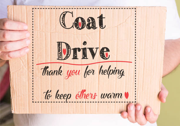 coat drive promotion - coat imagens e fotografias de stock