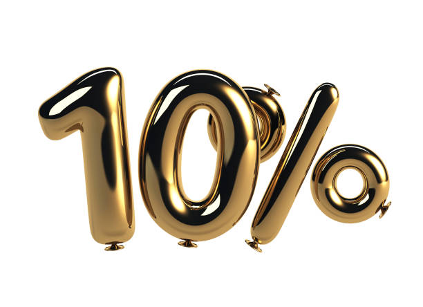 sconto del 10% sui palloncini ad elio lucido - number 10 percentage sign number financial figures foto e immagini stock