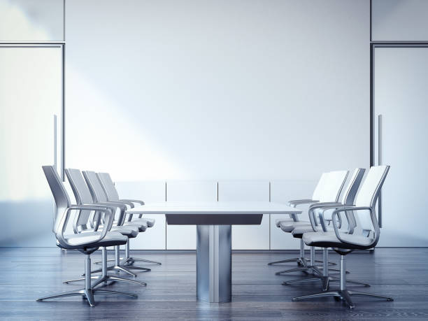 istock Meeting room with a large table and chairs. 3d rendering 871246338