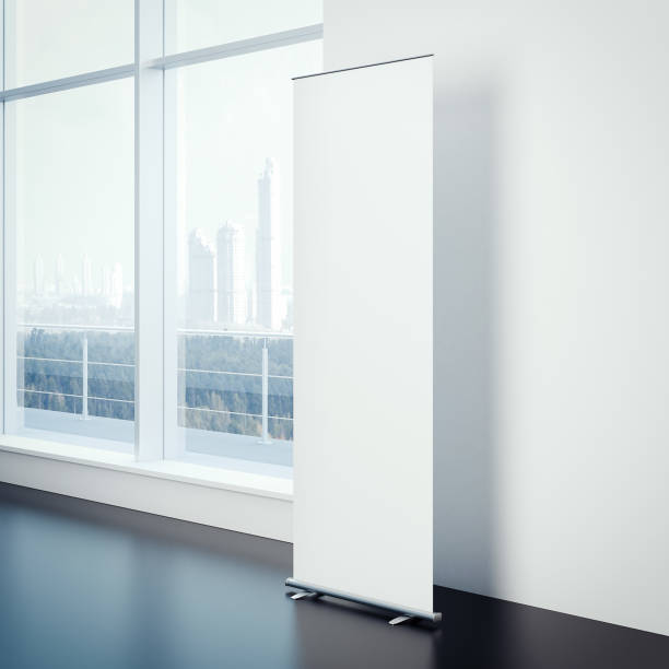 istock Blank vertical banner in the office interior with windows. 3d rendering 871246960