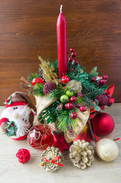 istock Christmas candles and decor. Christmas background. 871247378