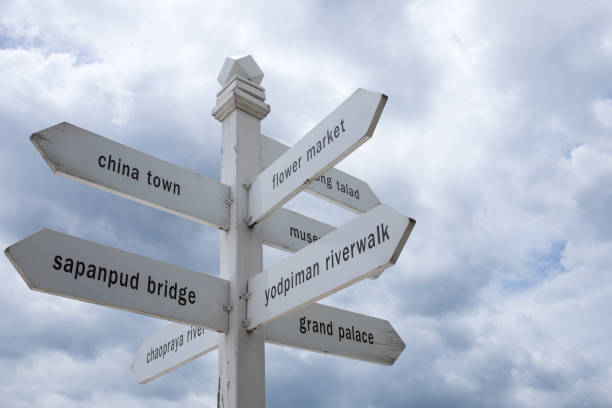 istock Road mark against cloud and sky background. 871252240