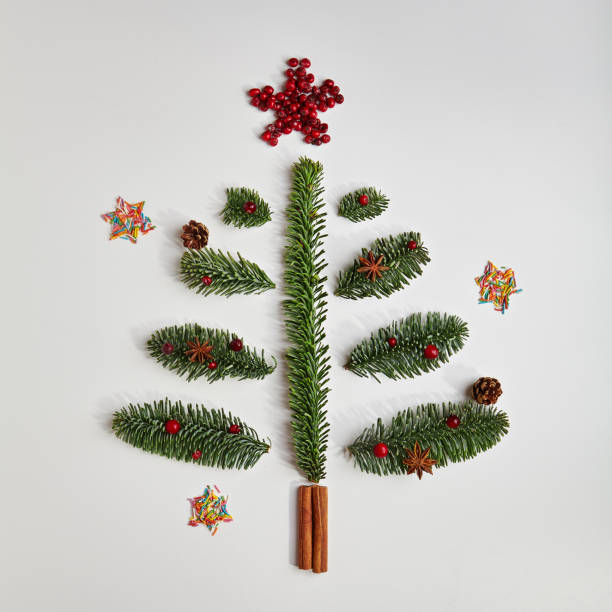 istock Christmas Tree made of Winter Foliage and Cinnamon Sticks 871256194
