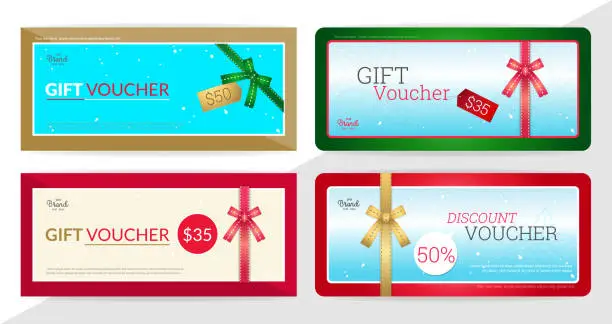 Vector illustration of Gift certificate, voucher, gift card or cash coupon template in vector format