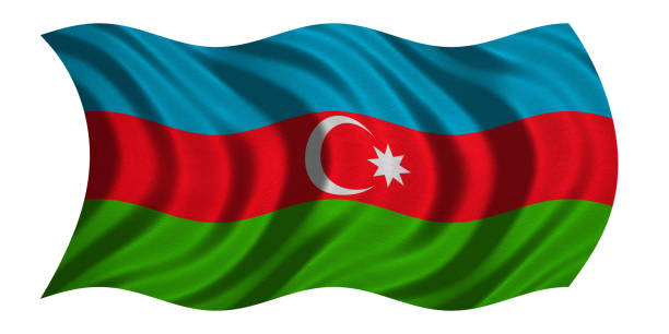 istock Flag of Azerbaijan wavy on white, fabric texture 871257252