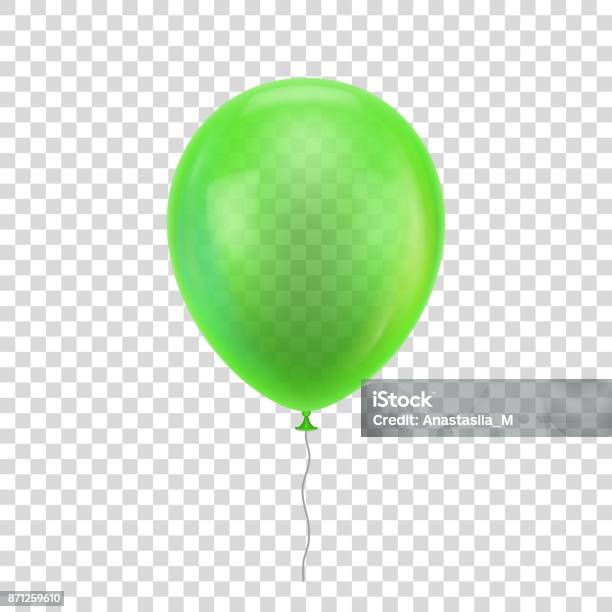 Ballon Vert De Réaliste Vecteurs libres de droits et plus d'images vectorielles de Ballon de baudruche - Ballon de baudruche, Couleur verte, Montgolfière
