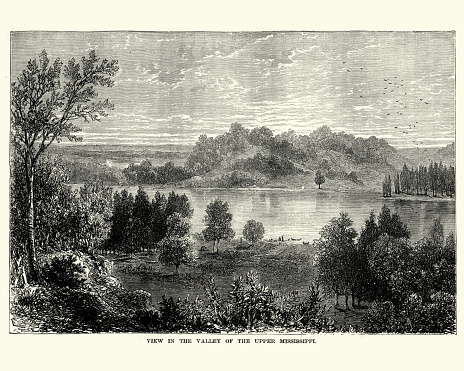 Vintage engraving of Valley of the Upper Mississippi, 19th Century