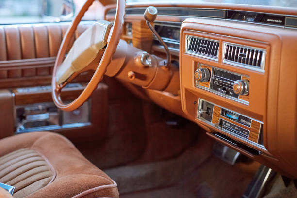 istock Interior of a classic vintage car 871263652