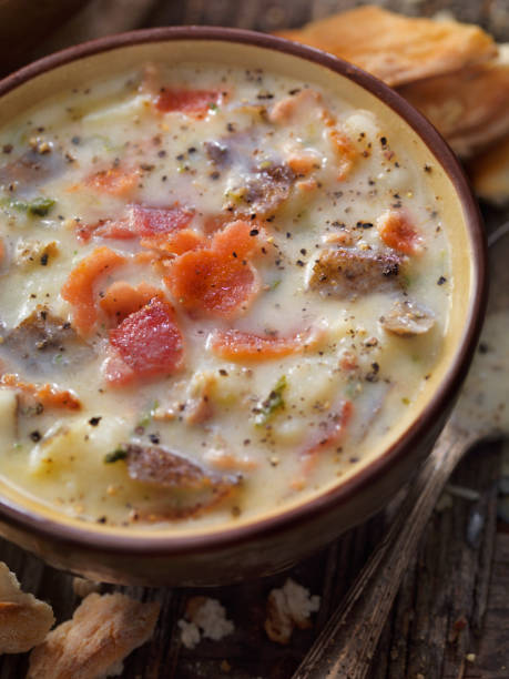 istock Creamy Bacon and Potato Soup with Bread sticks 871268482
