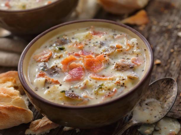 istock Creamy Bacon and Potato Soup with Bread sticks 871268588