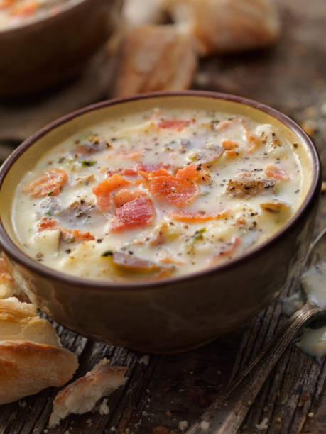 istock Creamy Bacon and Potato Soup with Bread sticks 871268650