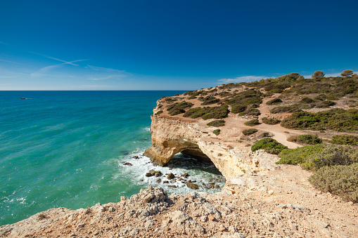 coastline of benagil, algarve, portugal.