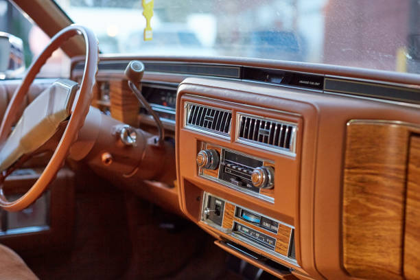 istock Interior of a classic vintage car 871269140