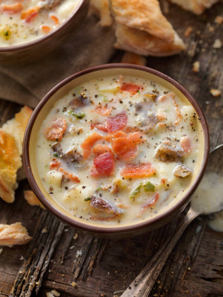 istock Creamy Bacon and Potato Soup with Bread sticks 871269806