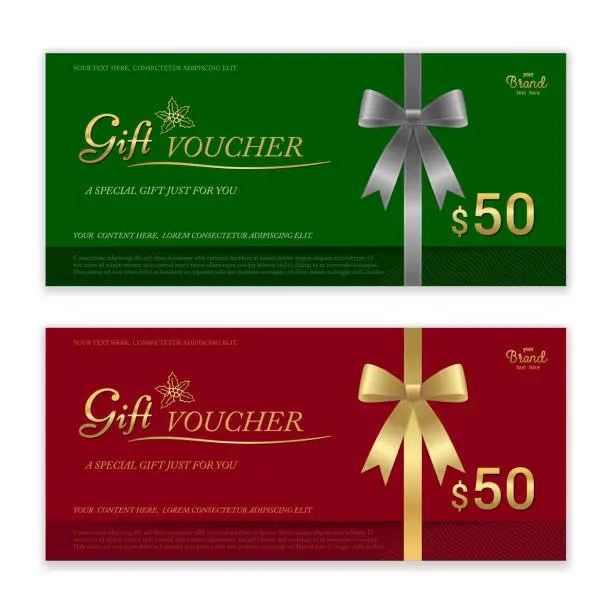 Vector illustration of Gift certificate, voucher, gift card or cash coupon template in vector format