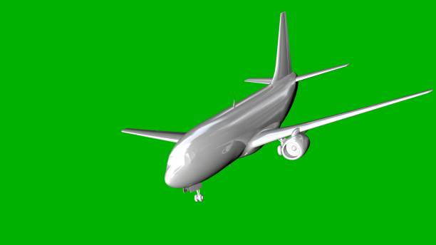 istock isolated white 3d rendering of an airplane on a green background 871273934