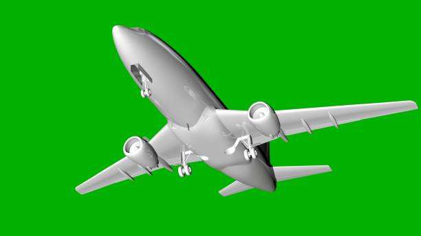 istock isolated white 3d rendering of an airplane on a green background 871274052