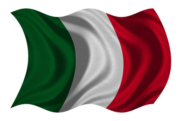 istock Flag of Italy wavy on white, fabric texture 871274448