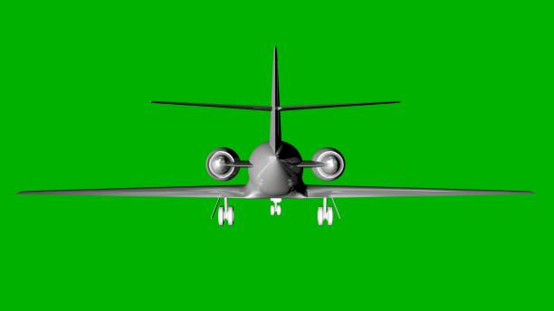 istock isolated white 3d rendering of an airplane on a green background 871275934