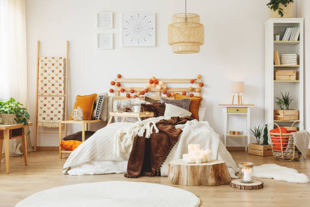 istock Scandinavian style bedroom interior 871281102