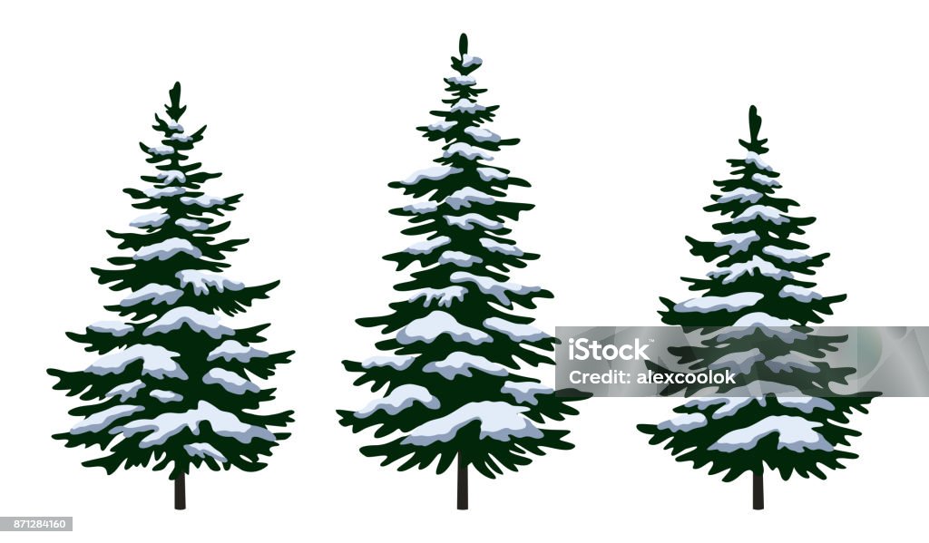 Sapin de Noël avec des arbres - clipart vectoriel de Neige libre de droits