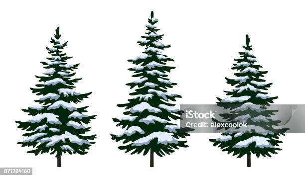 Sapin De Noël Avec Des Arbres Vecteurs libres de droits et plus d'images vectorielles de Neige - Neige, Arbre, Pin