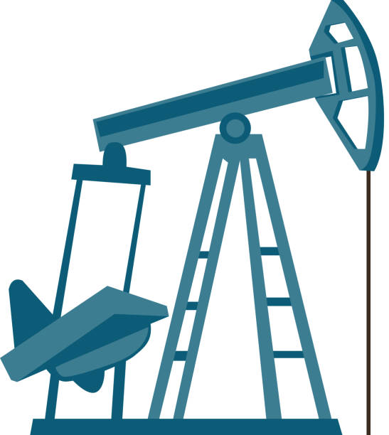 pompa oleju jack wektor ilustracji kreskówki - extraction fossil fuels stock illustrations