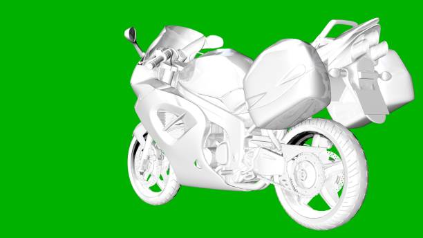 isolated white 3d rendering of a motor on a green background
