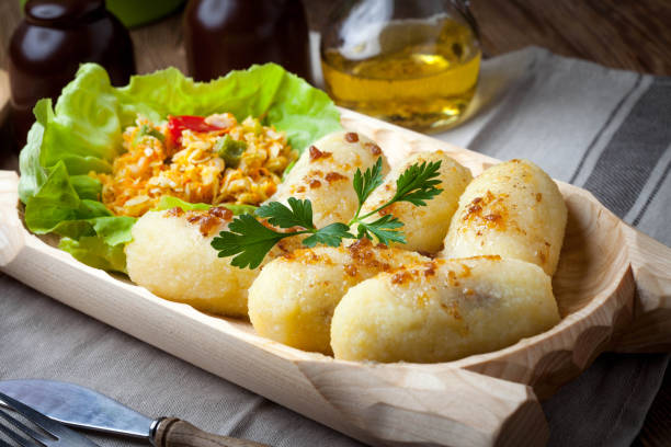 istock Potato dumplings stuffed with minced meat. 871300490