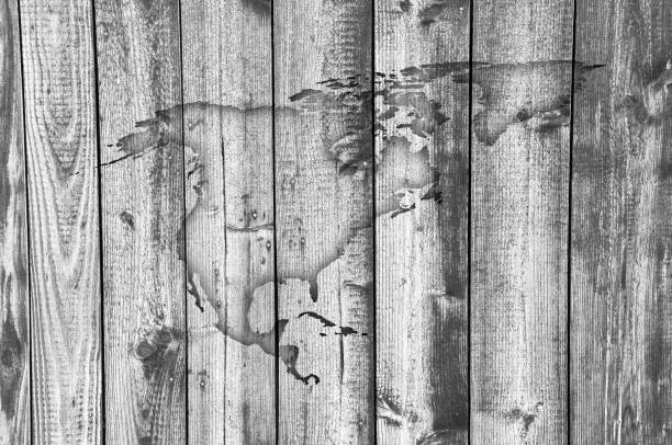 istock Map of North America on weathered wood 871300630