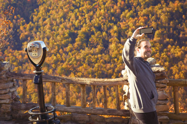 istock Man Taking Selfie At Coopers Rock State Forest 871303256