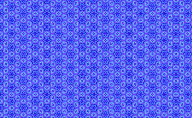 Blue Purple Flower Star Repeating Pattern