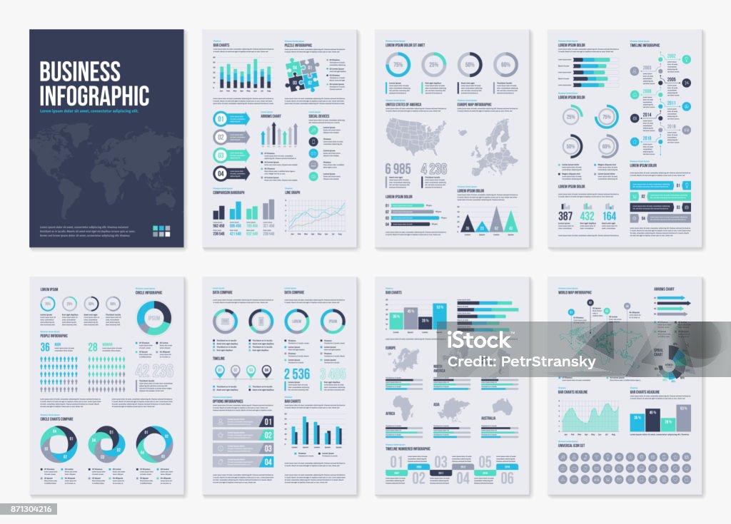 Infographic vector brochure elements for business illustration in modern style. Infographic brochure elements for business data visualization. Vector illustration in modern flat info graphic style. Infographic stock vector