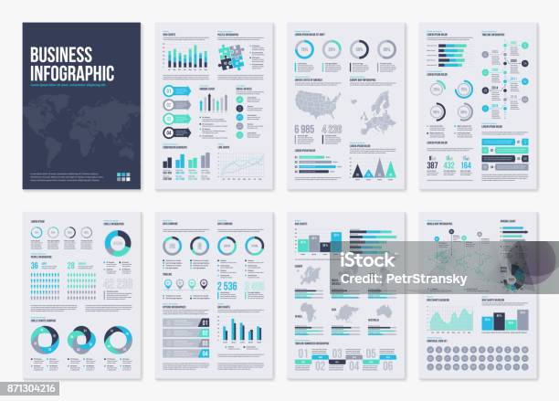 Infographic Vector Brochure Elements For Business Illustration In Modern Style Stock Illustration - Download Image Now